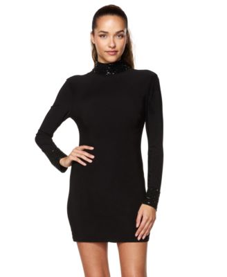 Juniors' Long-Sleeve Stone-Embellished Mini Dress