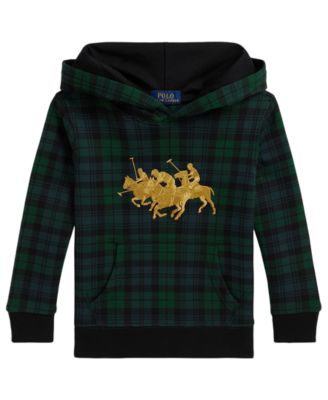 Boys' 2T-7 Triple-Pony Plaid Long-Sleeve Fleece Hoodie