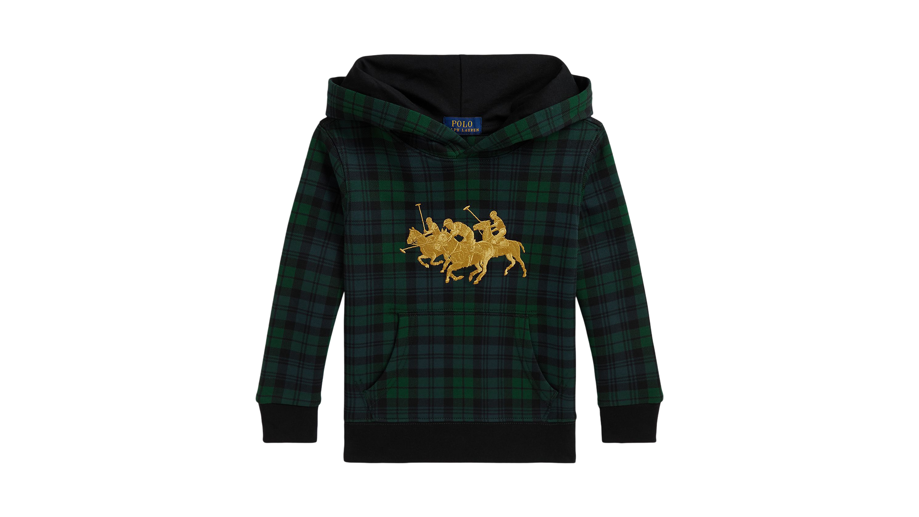 Polo Ralph Lauren Boys' 2T-7 Triple-Pony Plaid Long-Sleeve Fleece Hoodie