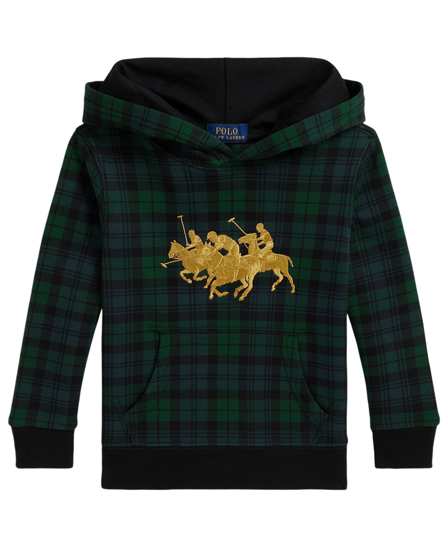 Boys' 2T-7 Triple-Pony Plaid Long-Sleeve Fleece Hoodie