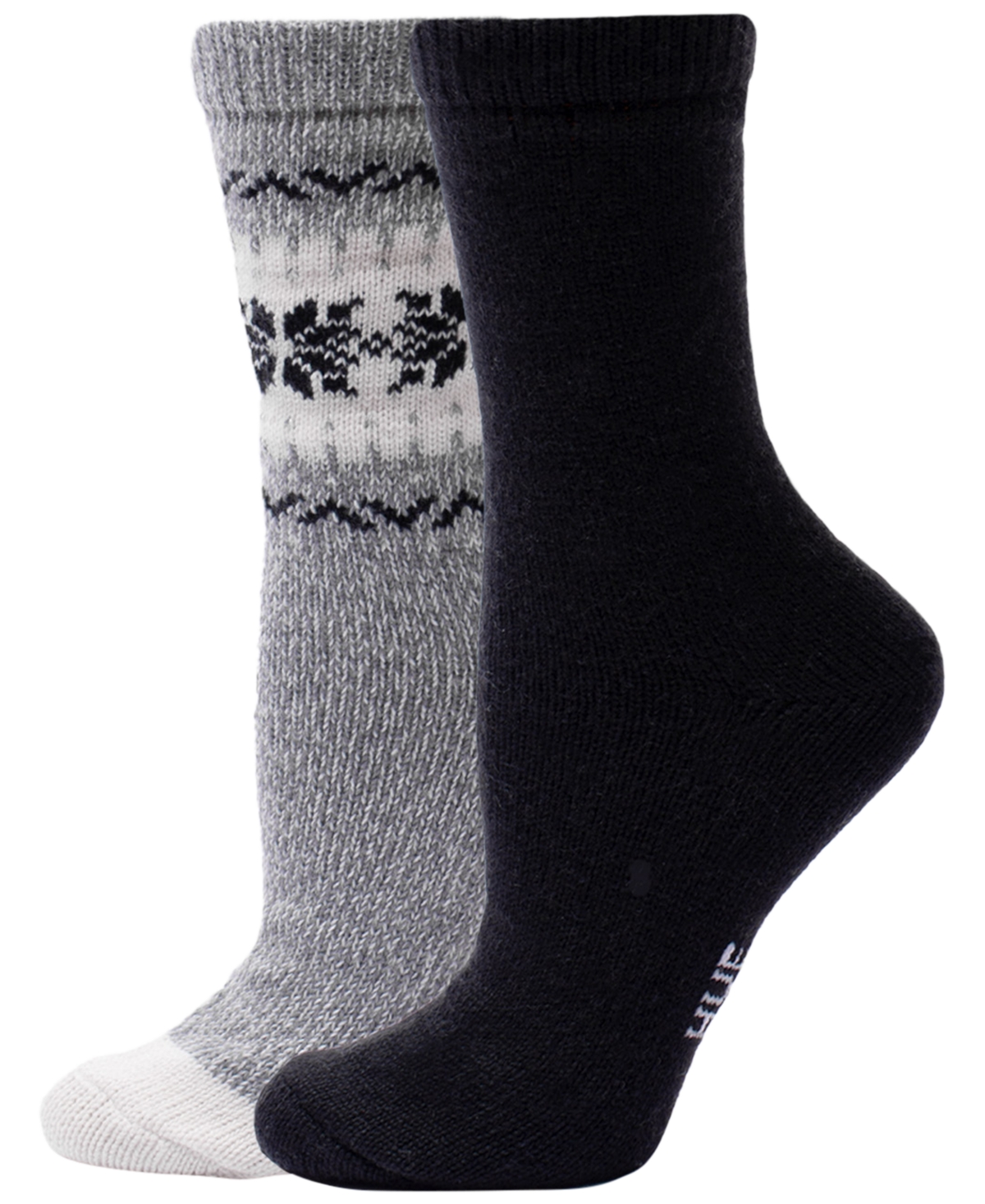 Hue Women's Snowflake Border Crew Boot Socks, 2-Pair