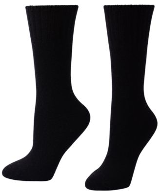 Women's Cashmere-Blend Ribbed-Welt Crew Socks