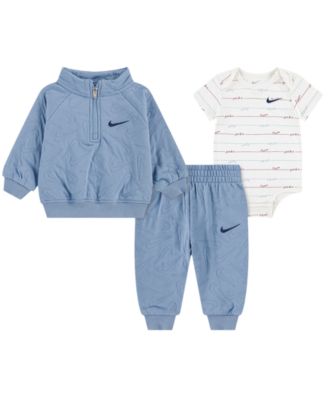 Baby Boys' Ready. Set. Grow. Quarter-Zip Striped Sweatshirt, Bodysuit and Pants, 3-Piece Set