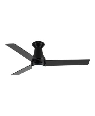 48" Industrial Black Indoor Hugger Ceiling Fan Flush Mount with Light and App Control