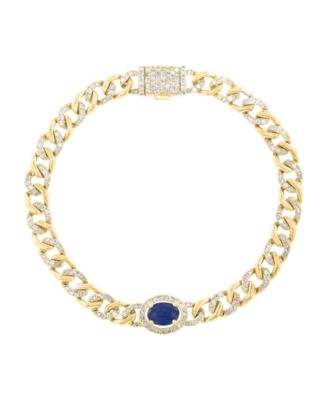 Sapphire (2-1/3 ct. t.w.) & Diamond (1/8 ct. t.w.) Bracelet in Sterling Silver
