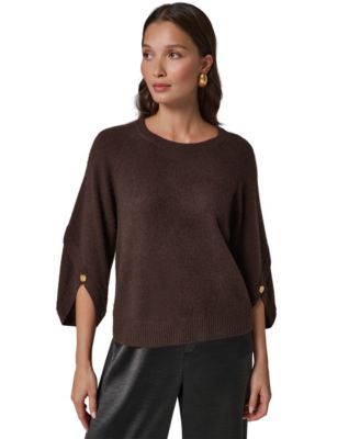Women's Cashmere 3/4-Sleeve Tulip Crewneck Sweater