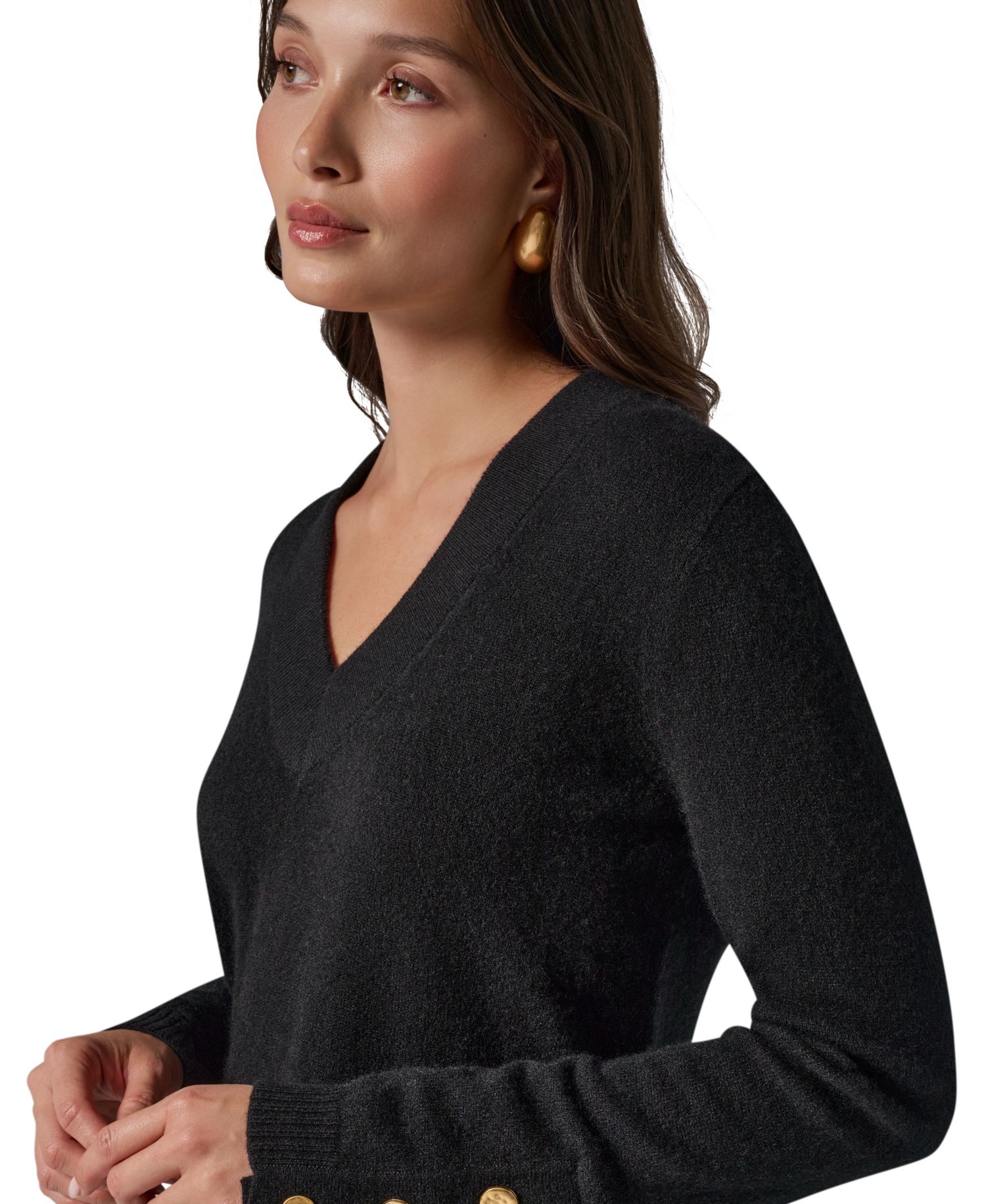 Women's Cashmere Long-Sleeve V-Neck Sweater