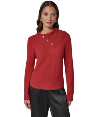 Women's Split Collar with Buttons Cashmere Pullover Sweater