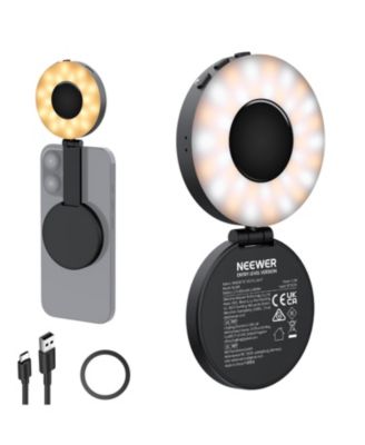 Magnetic Rechargeable 4 Color Temperature LED Ring Light for MagSafe iPhone & Android