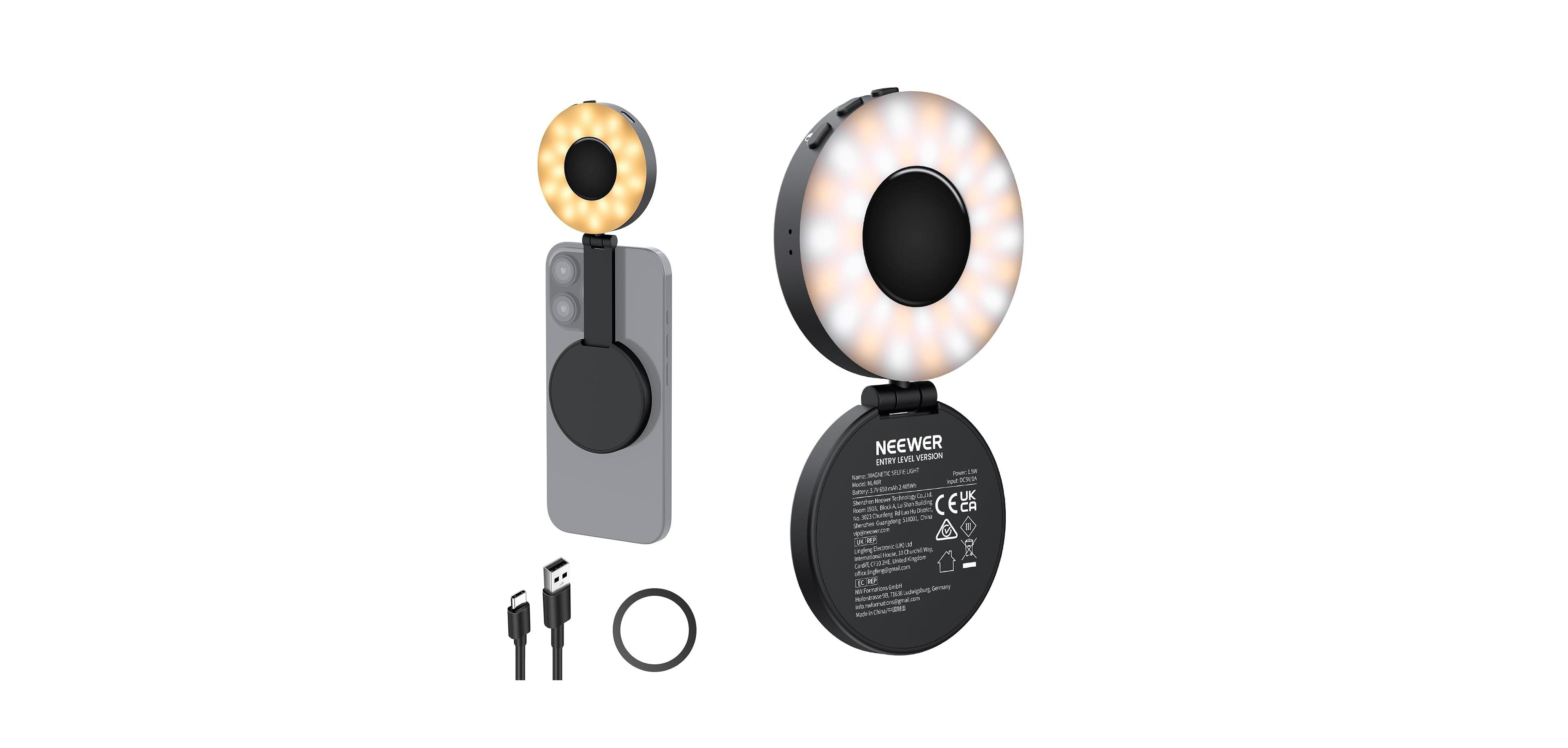 Lamicall Magnetic Rechargeable 4 Color Temperature Led Ring Light for MagSafe iPhone & Android