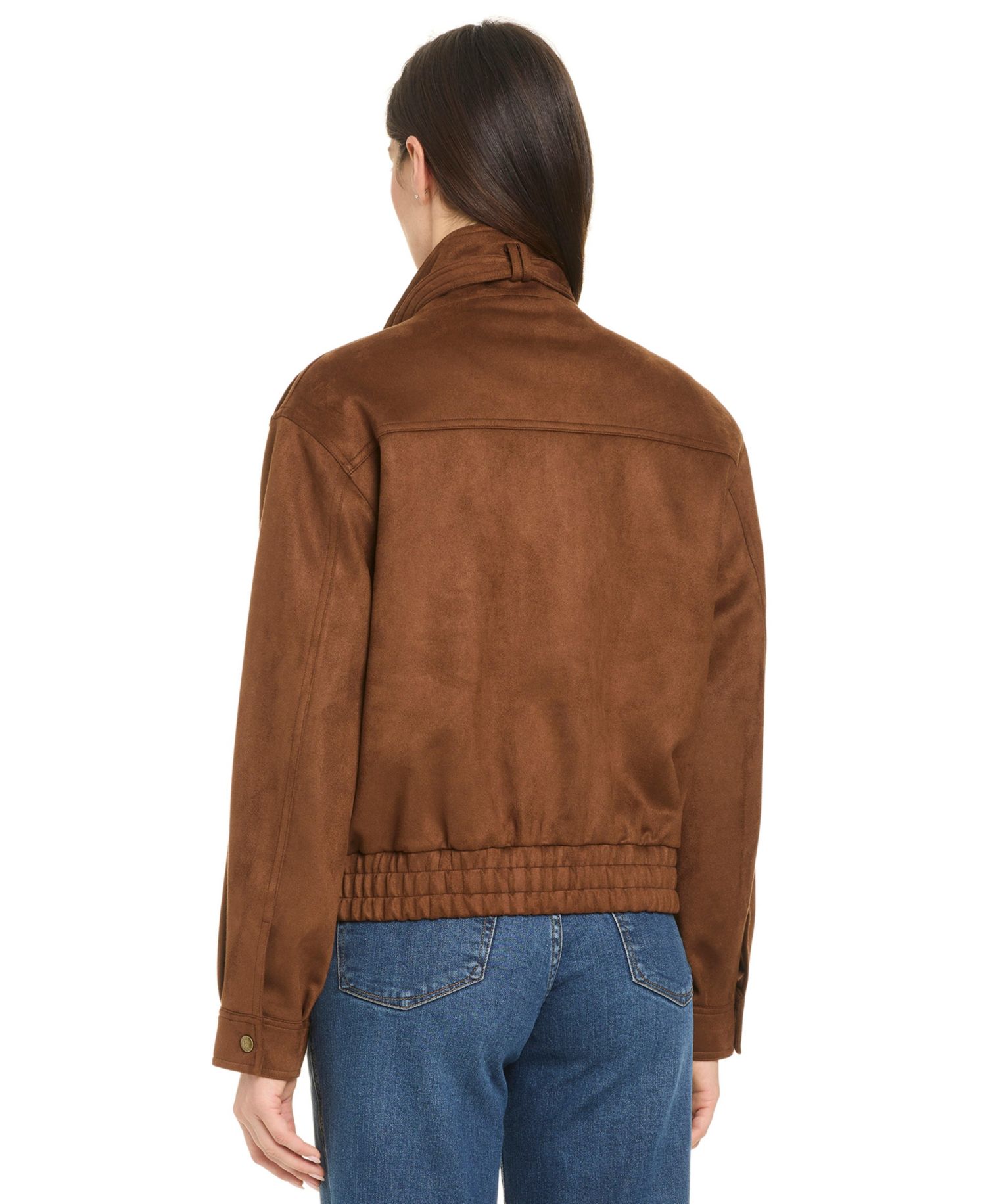 Women's Faux Suede Drop-Shoulder Bomber Jacket