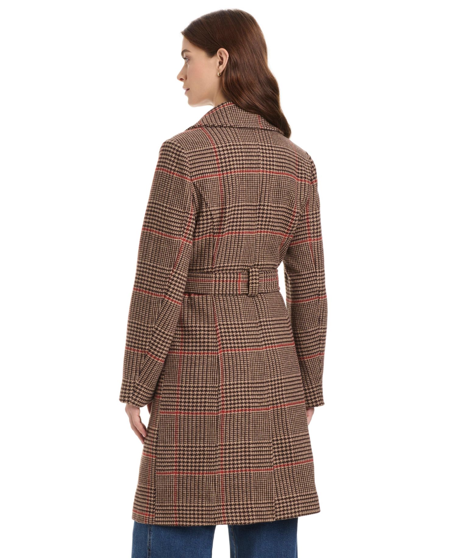 Women's Belted Coat W/ Detachable Fur Collar