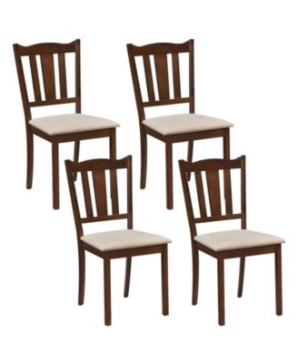 Wooden Dining Chair Set of 4 with Hollow Back and Soft-padded Cushion for Kitchen