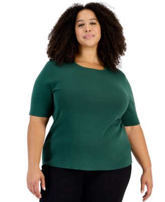 Plus Size Short-Sleeve Crewneck Knit T-Shirt