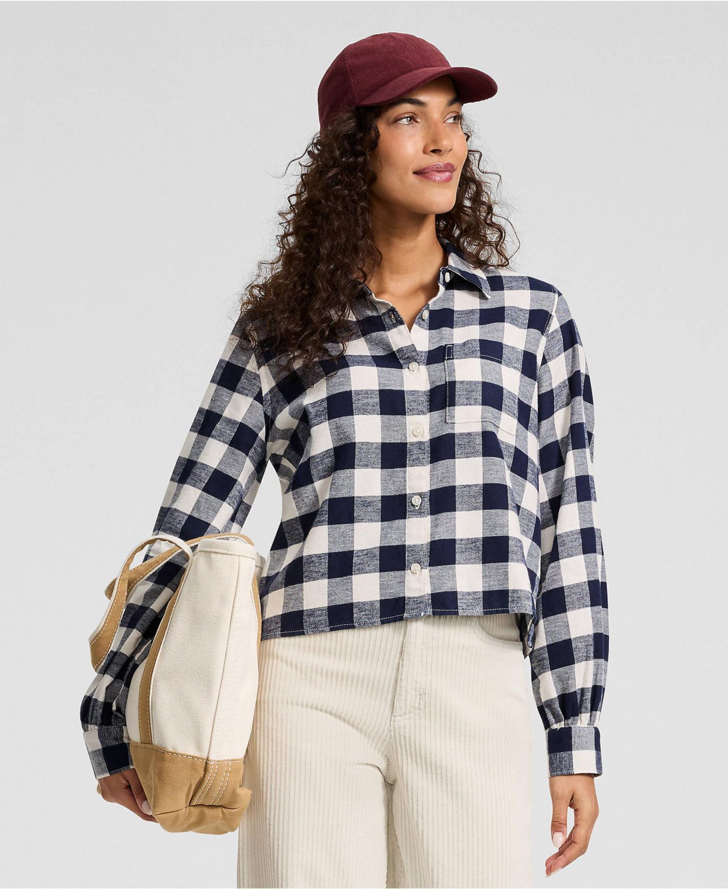 Women's Cropped Flannel Shirt