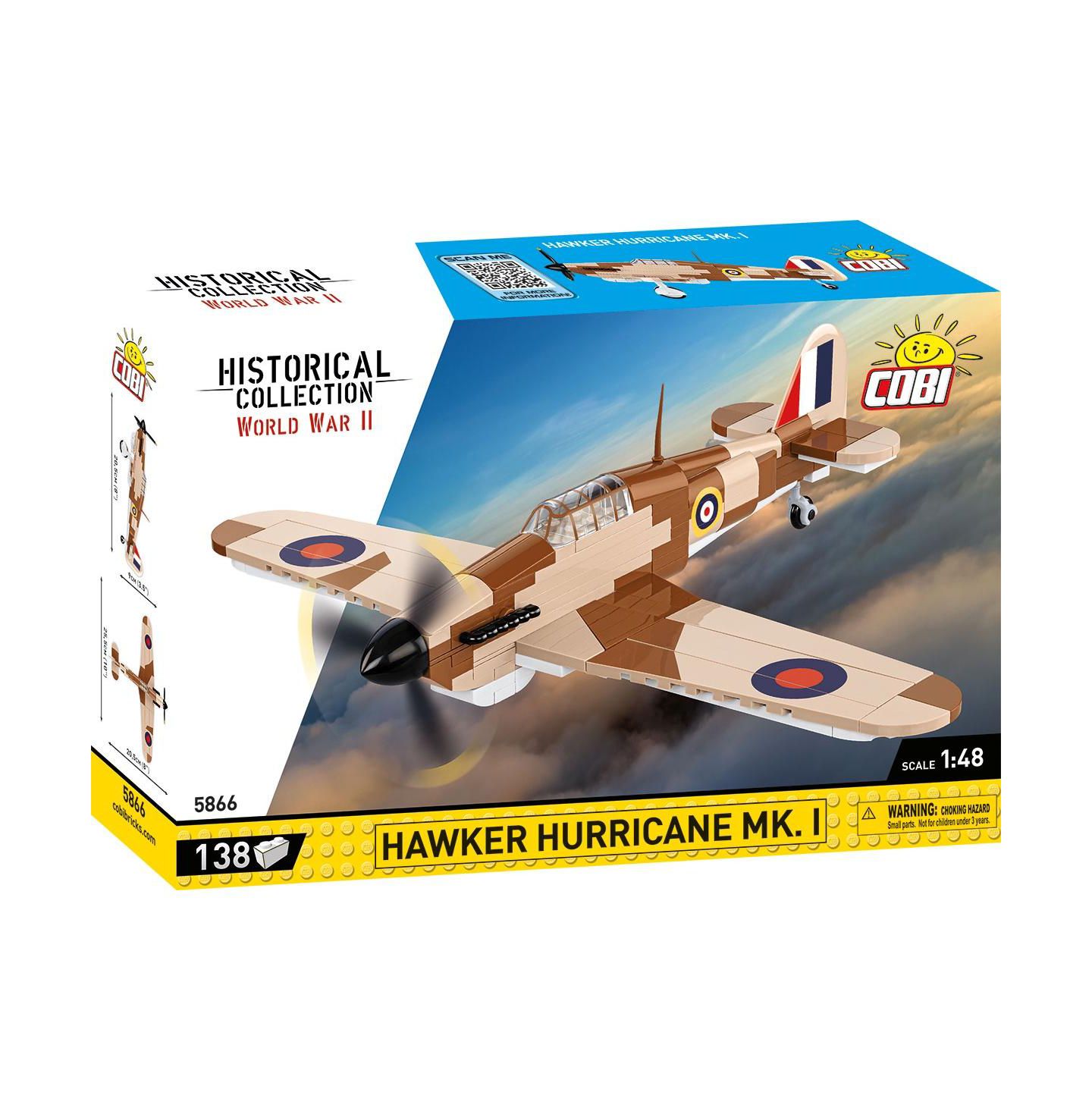 Детский конструктор COBI Historical Collection Wwii Hawker Hurricane Mk. I Plane 138-Piece Building Set, Ages 6+ — фото 1