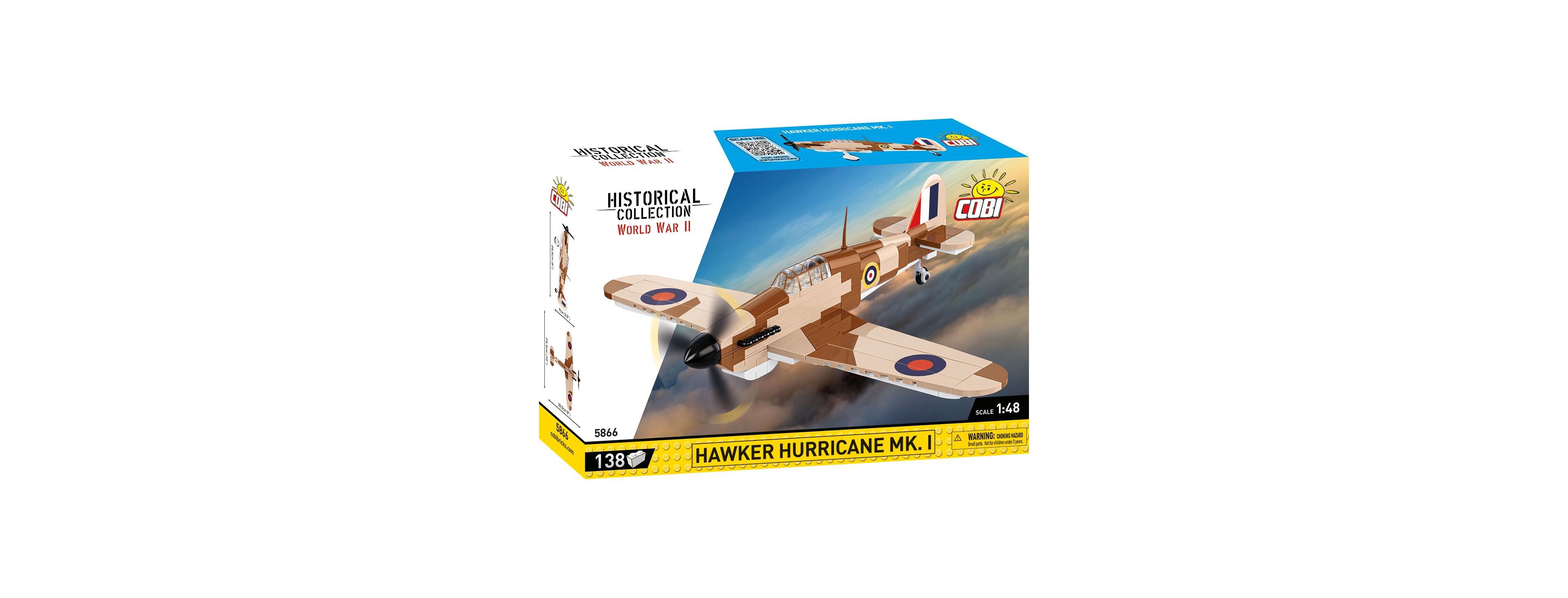Cobi Historical Collection Wwii Hawker Hurricane Mk. I Plane 138-Piece Building Set, Ages 6+