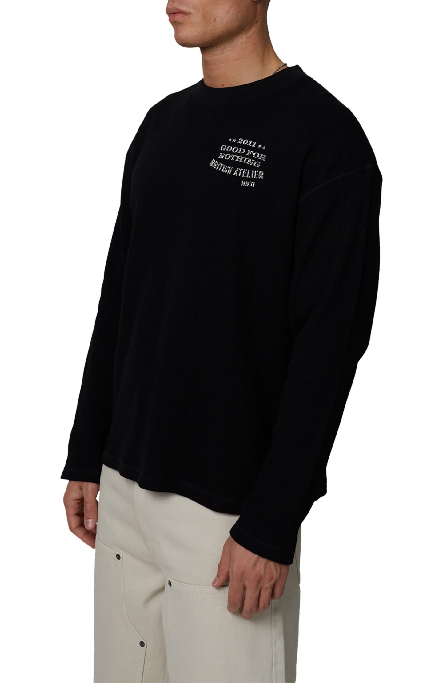 Мужская футболка Good For Nothing Icarus Long-Sleeve Waffle-Knit, цвет: Чёрный — фото 3