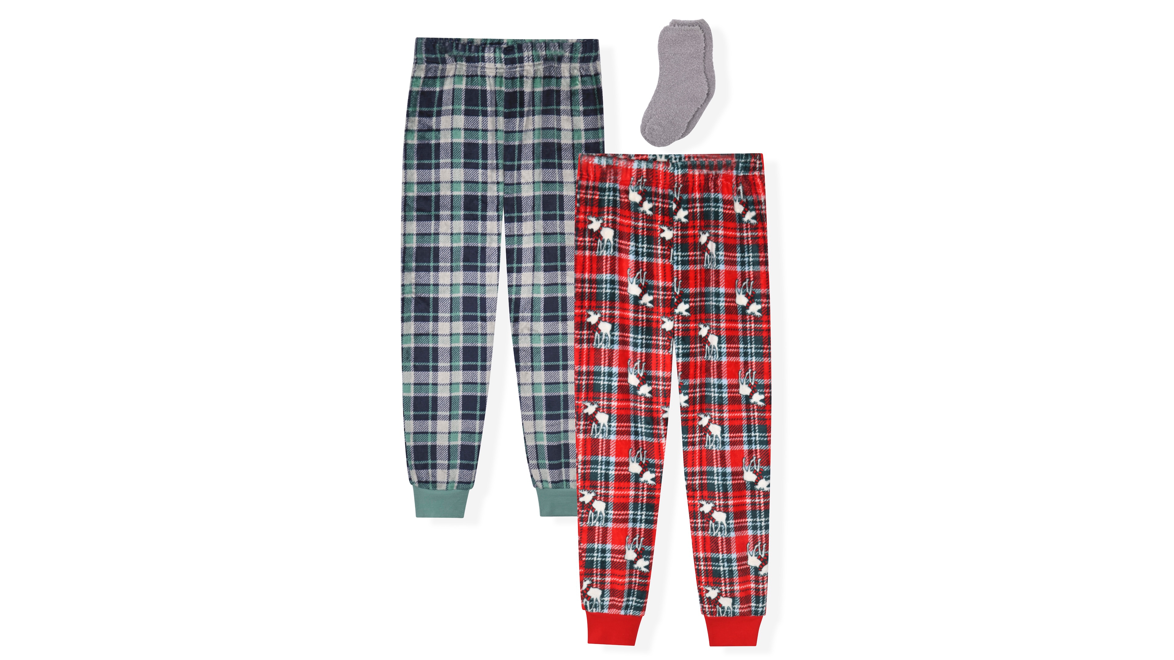 Max & Olivia Boys' 6-14 Holiday Plaid Jogger Pajama Pants and Socks, 3-Piece Set