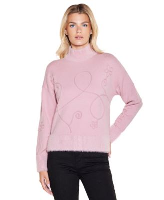 Women's Mock Neck Long-Sleeve Soutache-Detailing Sweater