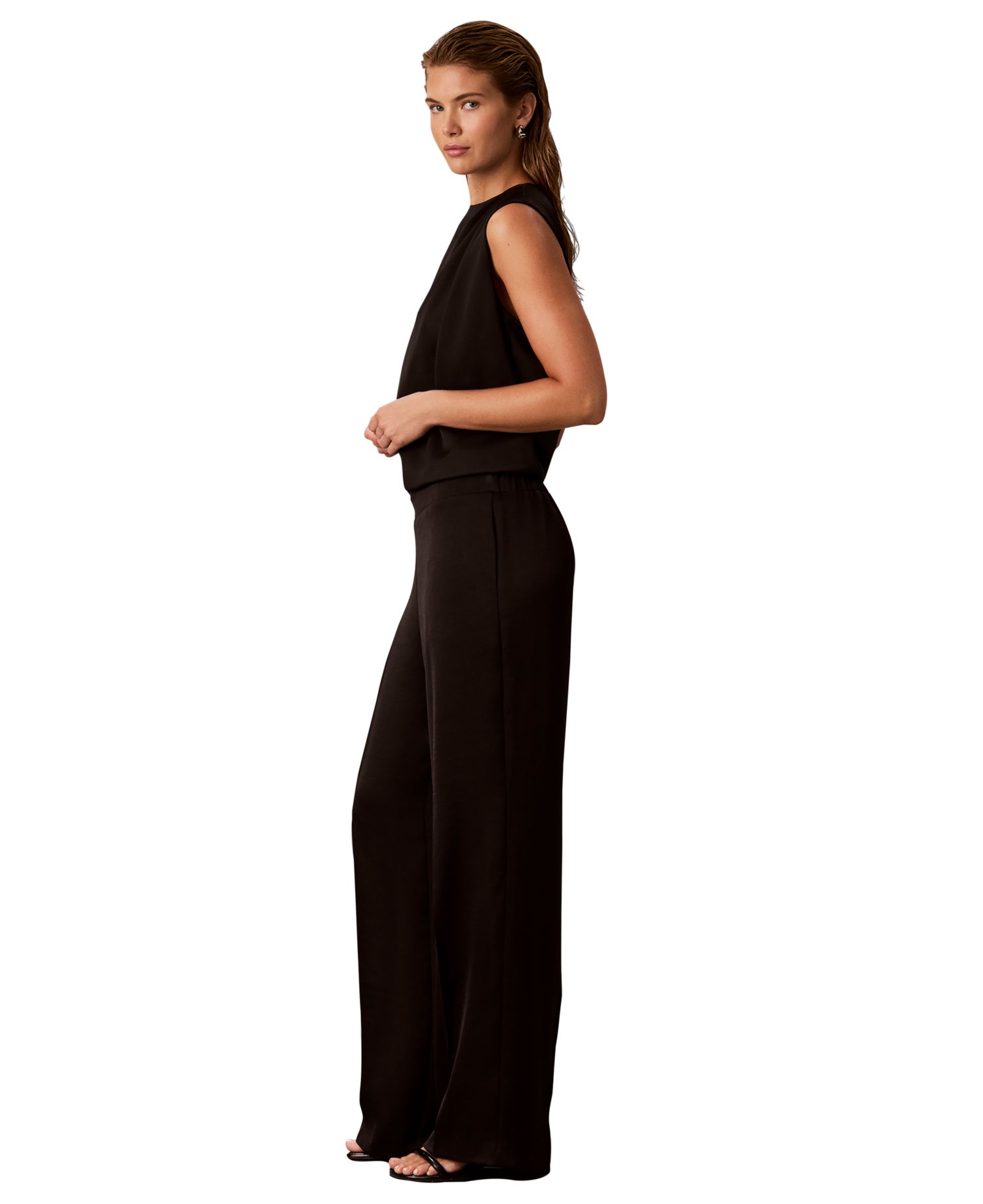 Women's Pull-On Wide-Leg Satin Pants