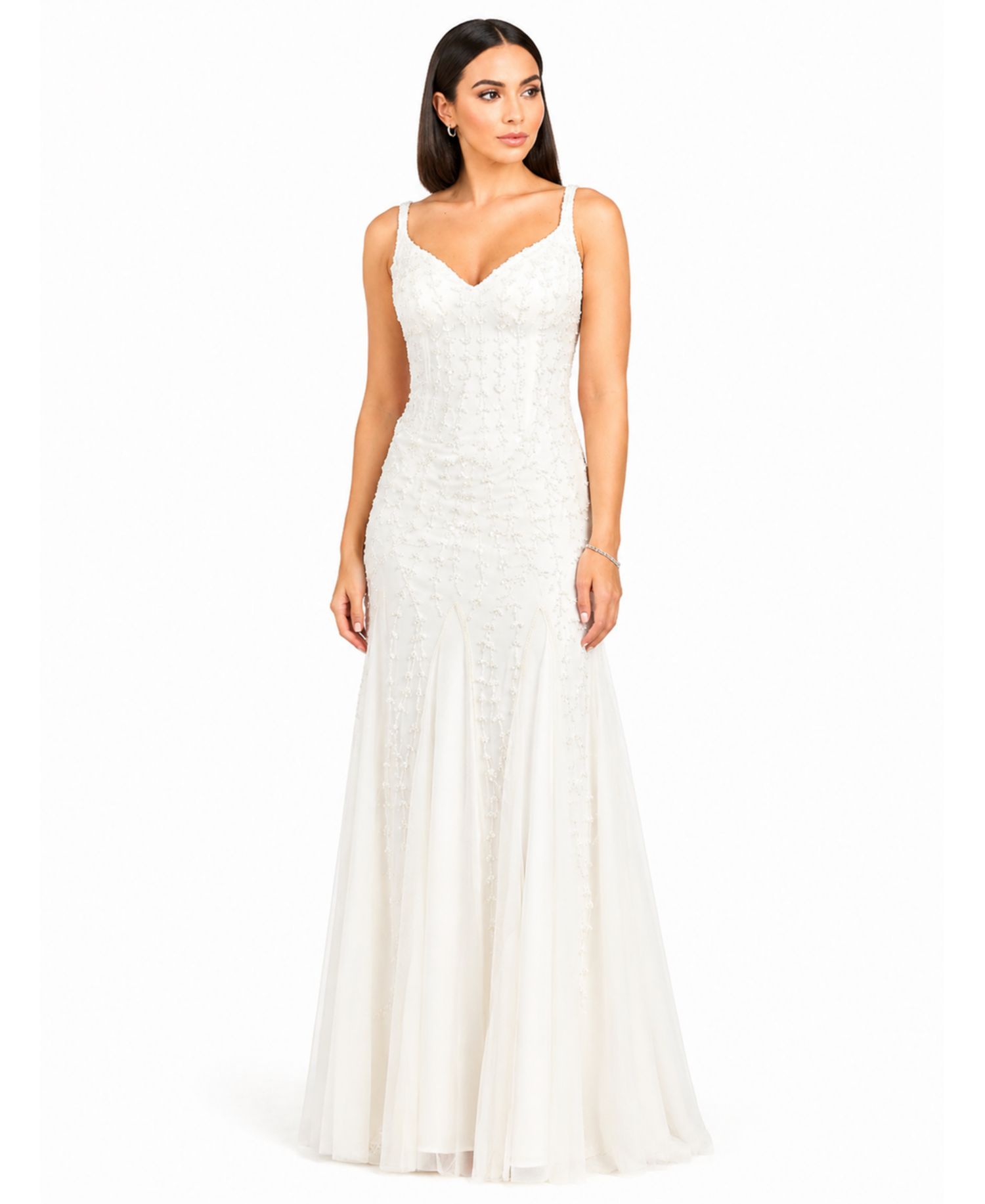 Women's Beaded Bridal Gown with Godets