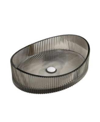 20 Inch Transparent Crystal Glass Yuanbao Shape Bathroom Sink No Faucet Included