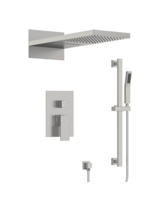 22" Waterfall and Rainfall Shower System with Adjustable Slide Bar Handheld Shower and Pressure-Balanced Valve