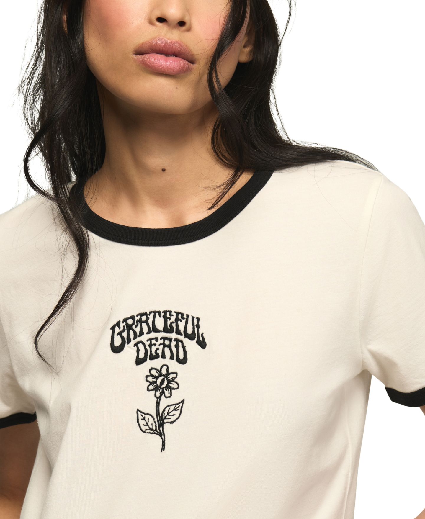 Женская футболка Lucky Brand Grateful Dead Flower Classic Crewneck Ringer, цвет: Gardenia — фото 3