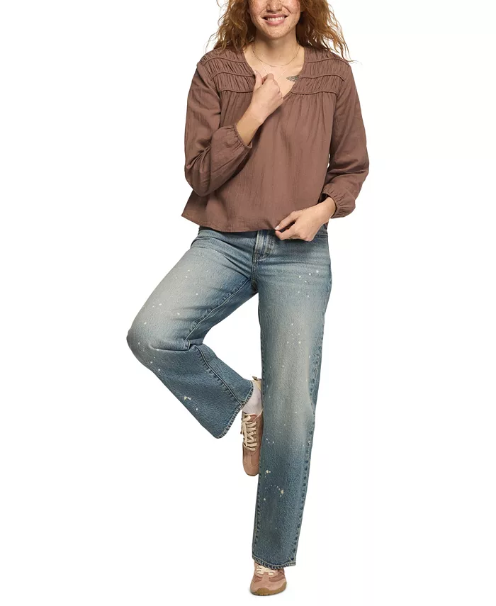 Women's Ruched Floral-Print Peasant Blouse - thumbnail 8