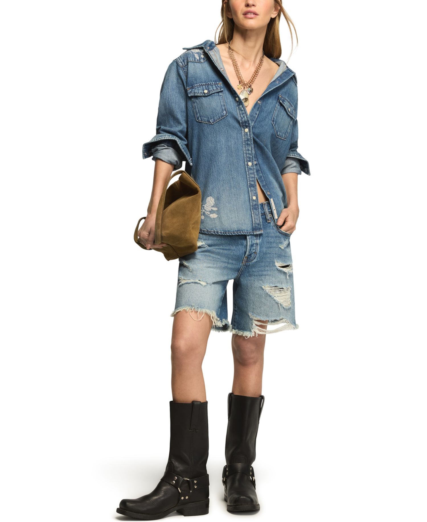 Women's Long-Sleeve Denim Western Shirt