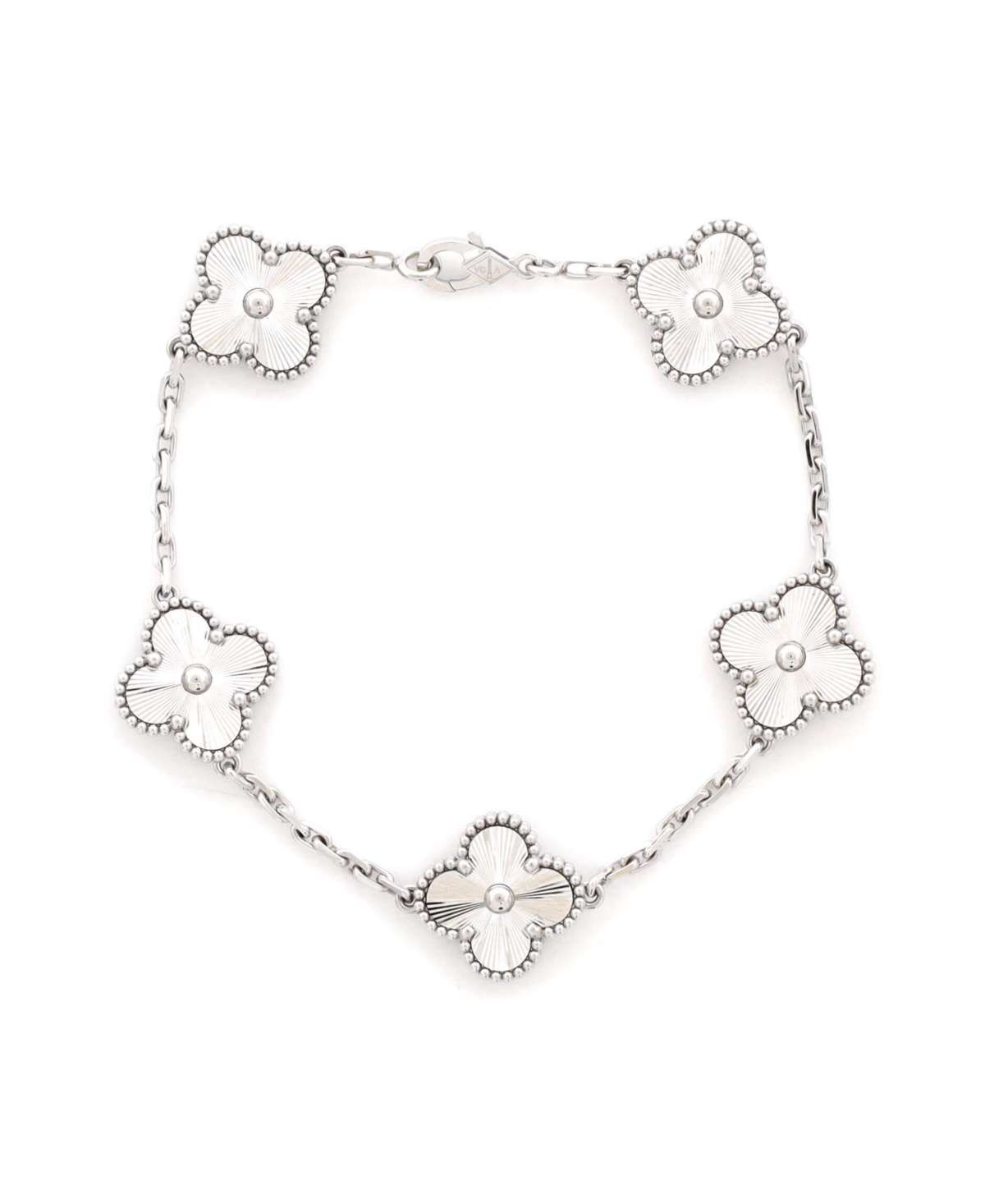 Pre-Owned Van Cleef and Arpels Vintage Alhambra 5 Motifs Bracelet - 18k white gold