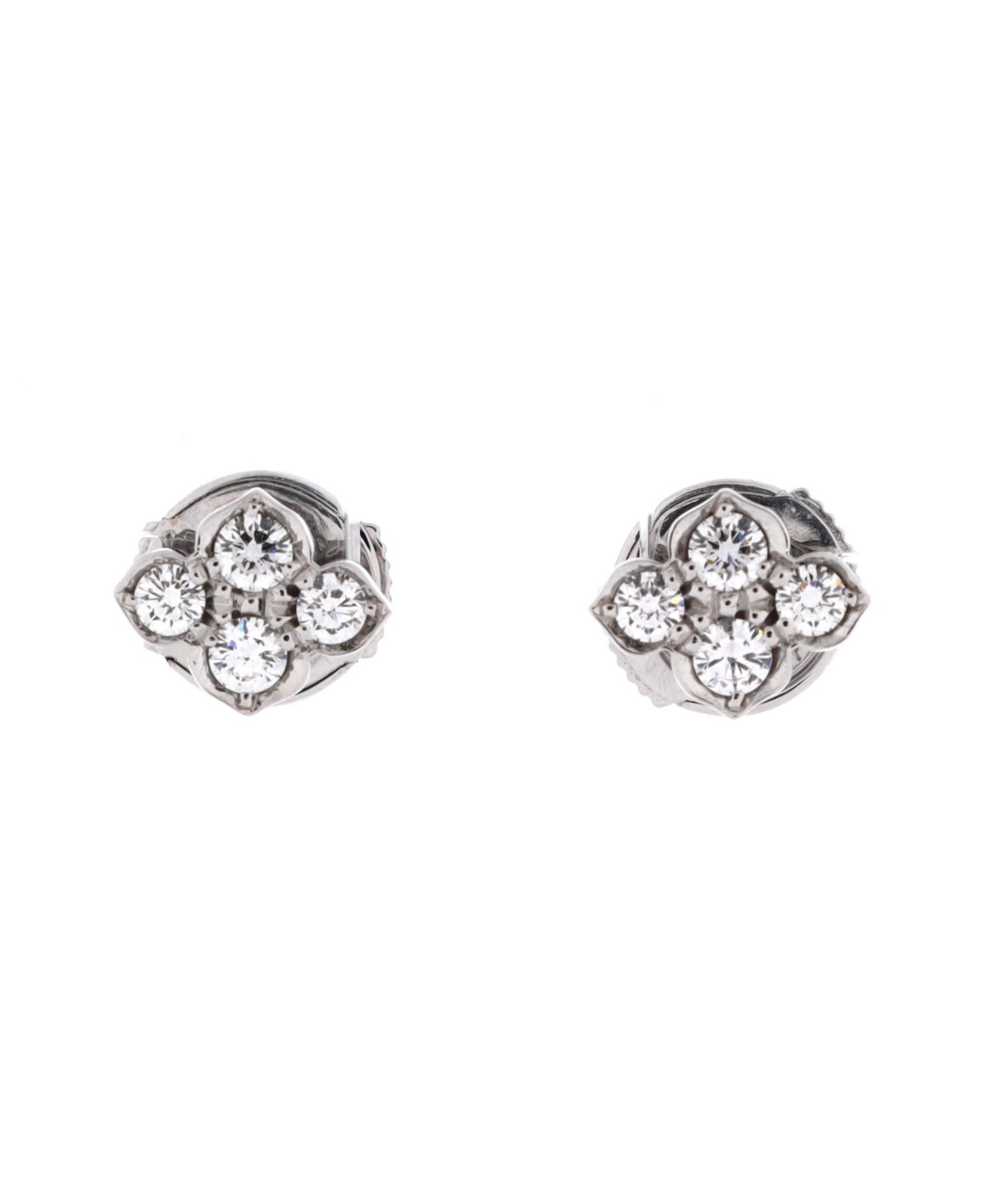 Pre-Owned Cartier Hindu Floral Stud Earrings - 18k white gold