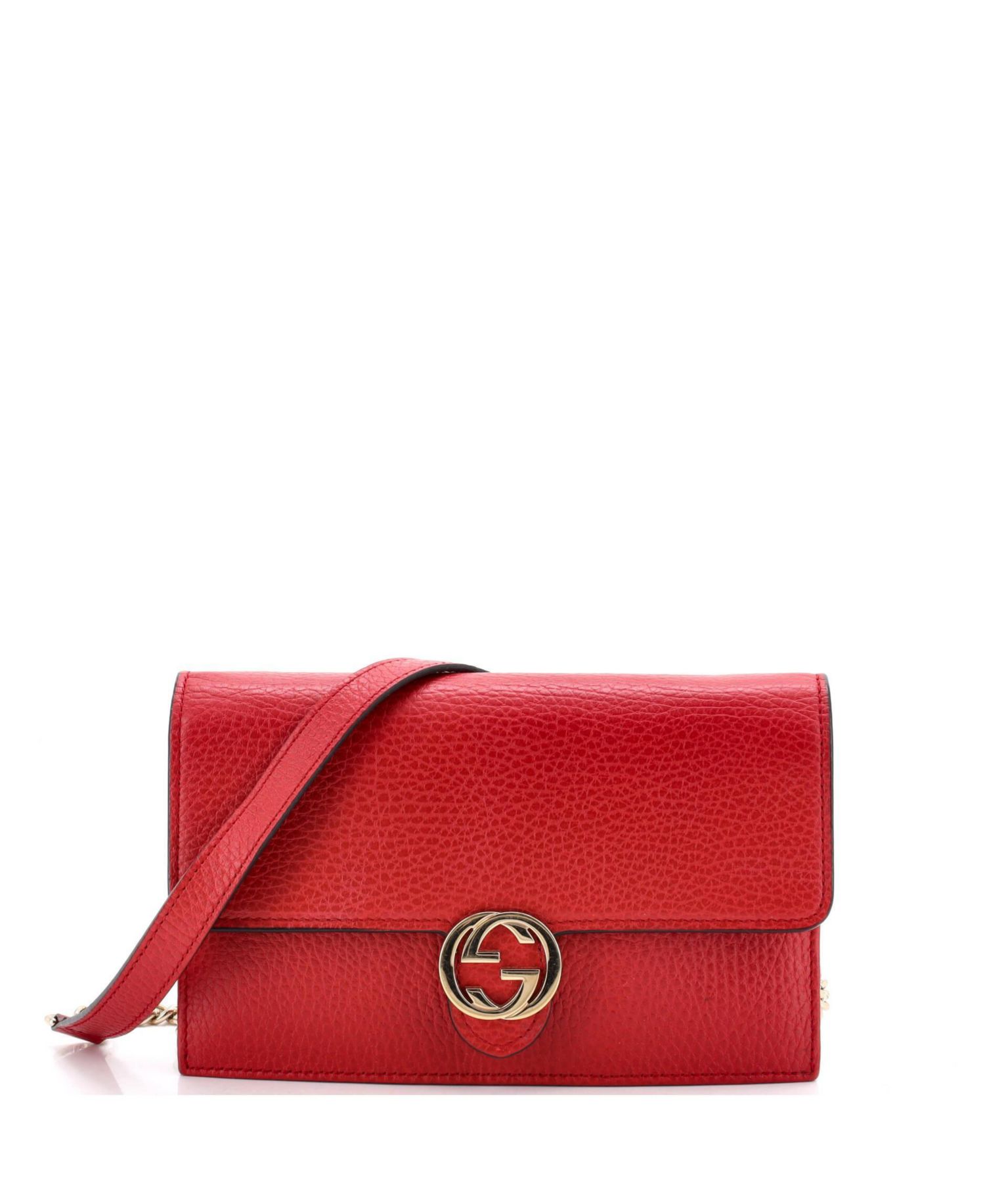 Interlocking Leather Wallet on Chain Crossbody
