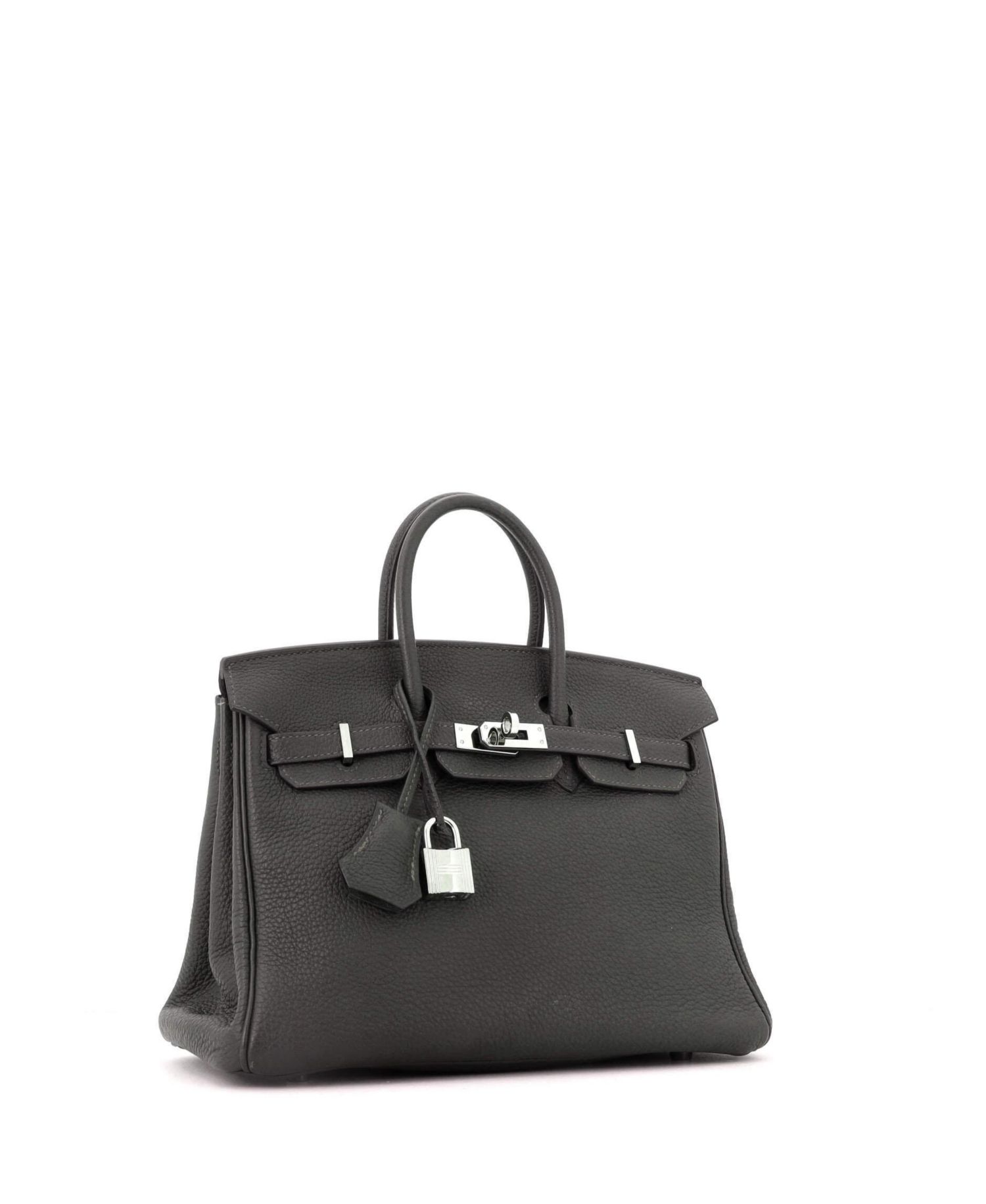 Pre-Owned Hermes Birkin 25 Handbag Green Togo with Palladium Hardware