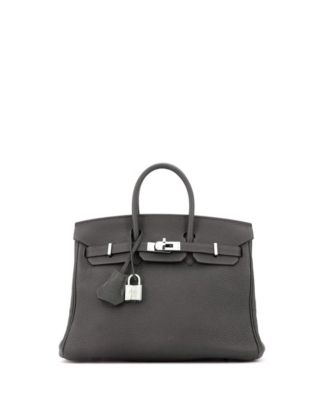 Pre-Owned Hermes Birkin 25 Handbag Green Togo with Palladium Hardware