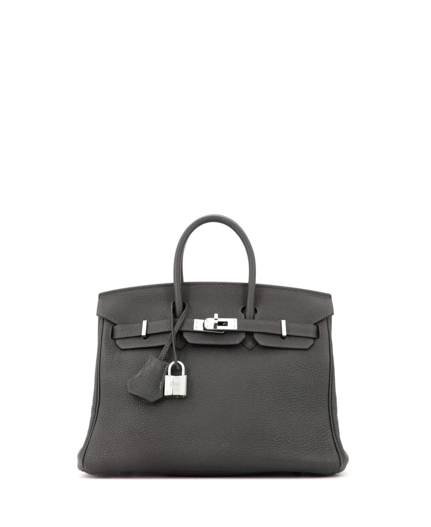 Pre-Owned Hermes Birkin 25 Handbag Green Togo with Palladium Hardware