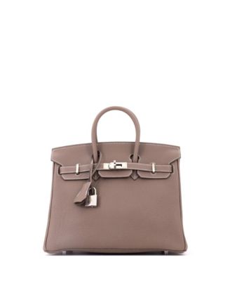 Pre-Owned Hermes Birkin 25 Handbag Grey Togo with Palladium Hardware