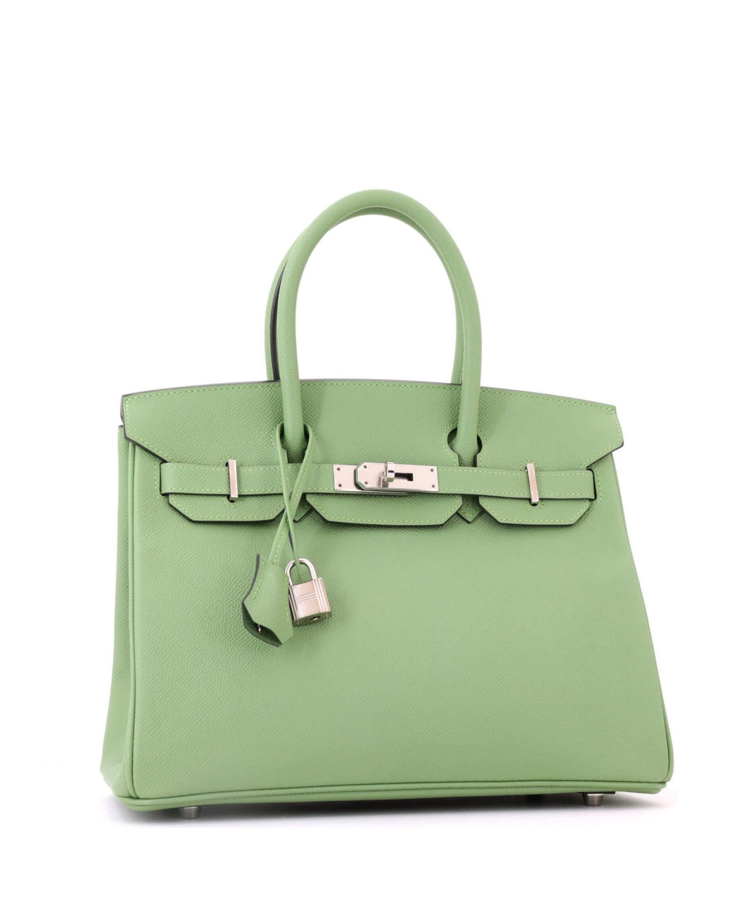 Pre-Owned Hermes Birkin 30 Handbag Green Epsom with Palladium Hardware