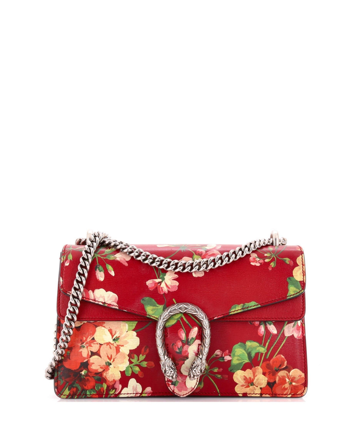 Pre-Owned Gucci Small Dionysus Bag Blooms Print Leather - Red