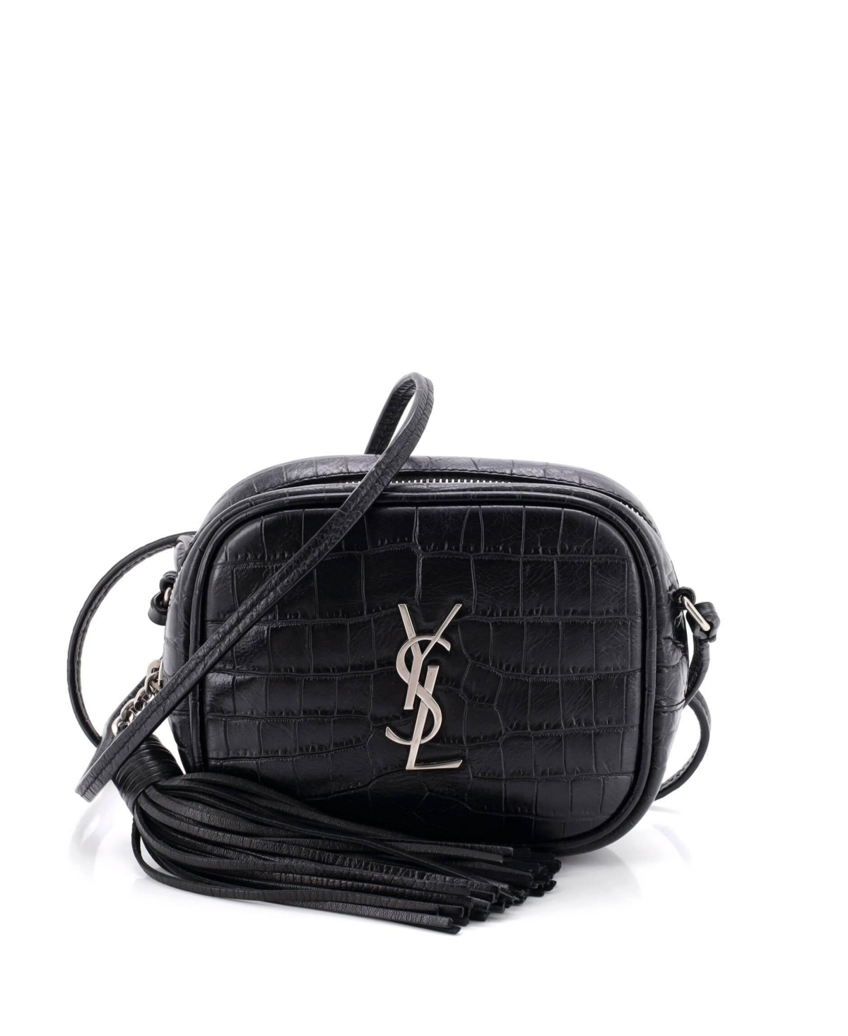 Pre-Owned Saint Laurent Blogger Monogram Embossed Leather Crossbody Bag - Black