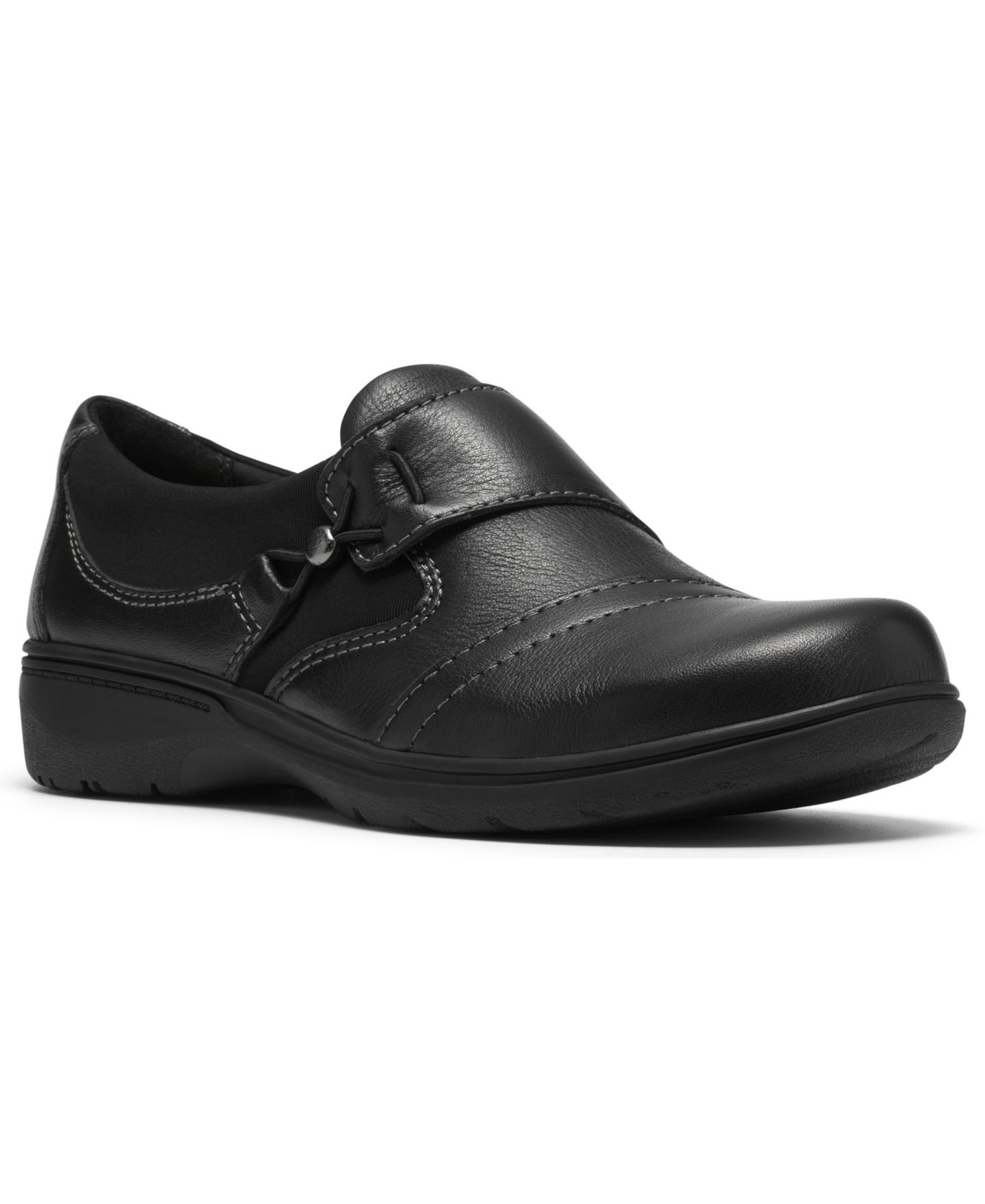 Женские балетки Clarks Carleigh Lily Leather Round Toe Flats, цвет: Чёрный кожаный — фото 1