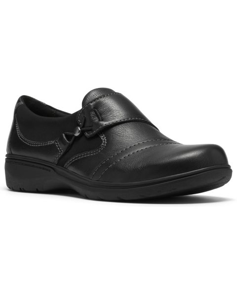 Женские балетки Clarks Carleigh Lily Leather Round Toe Flats, цвет: Чёрный кожаный