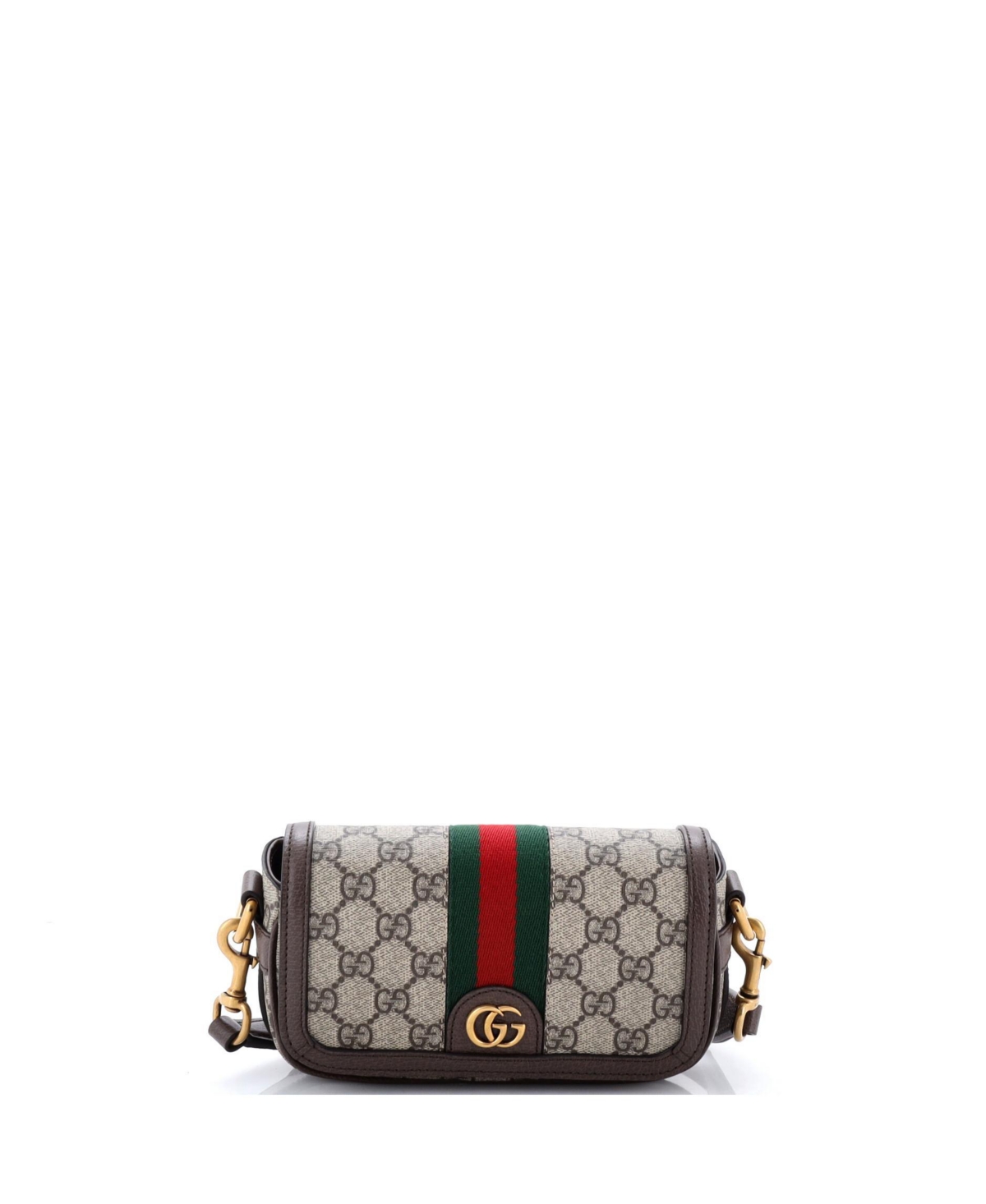 Pre-Owned Gucci Mini Ophidia Flap Convertible Shoulder Bag Gg Coated Canvas - Brown