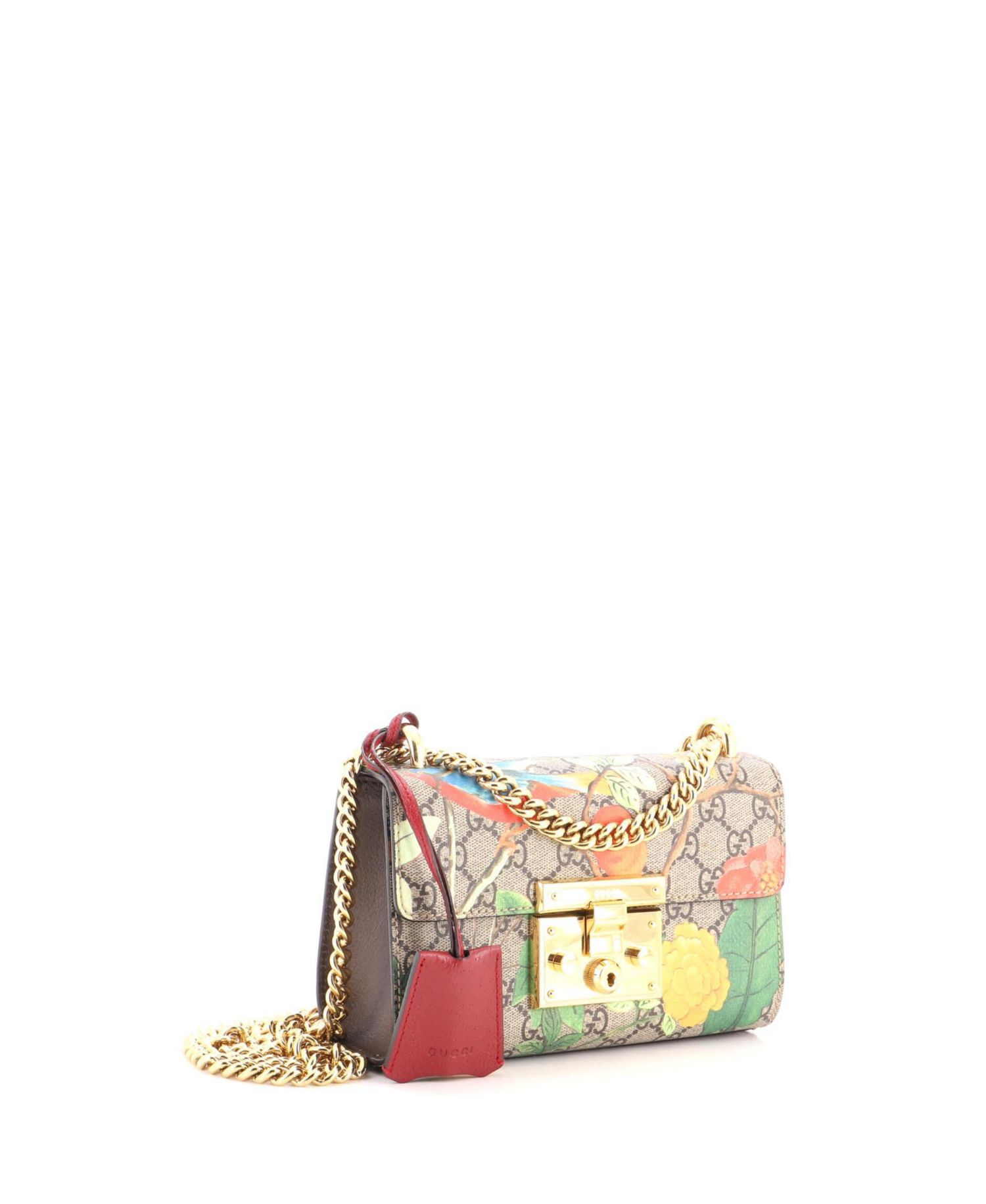 Small Padlock Tian Print GG Coated Canvas Shoulder Bag