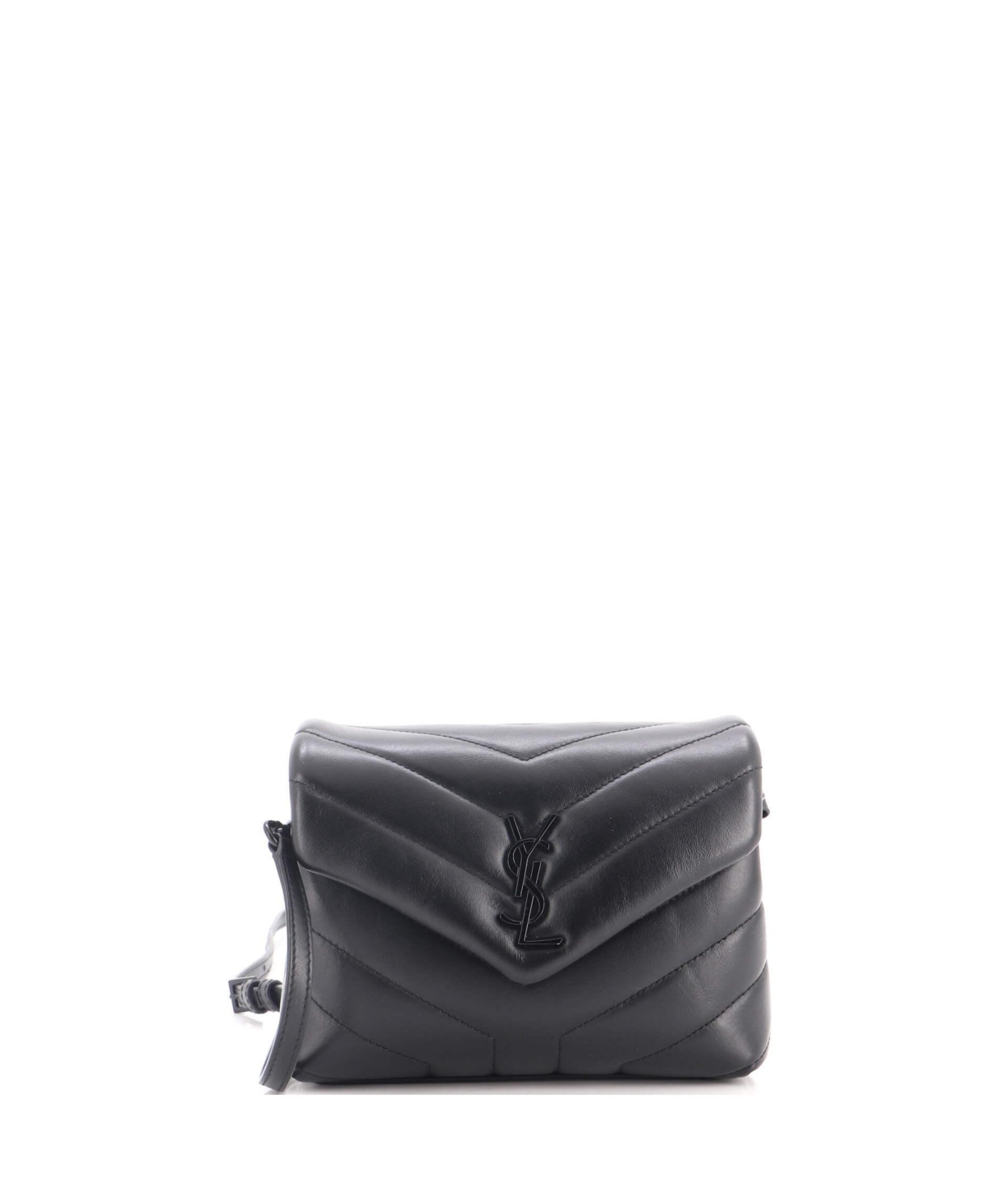 Pre-Owned Saint Laurent Toy Loulou Small Matelasse Chevron Leather Shoulder Bag - Black