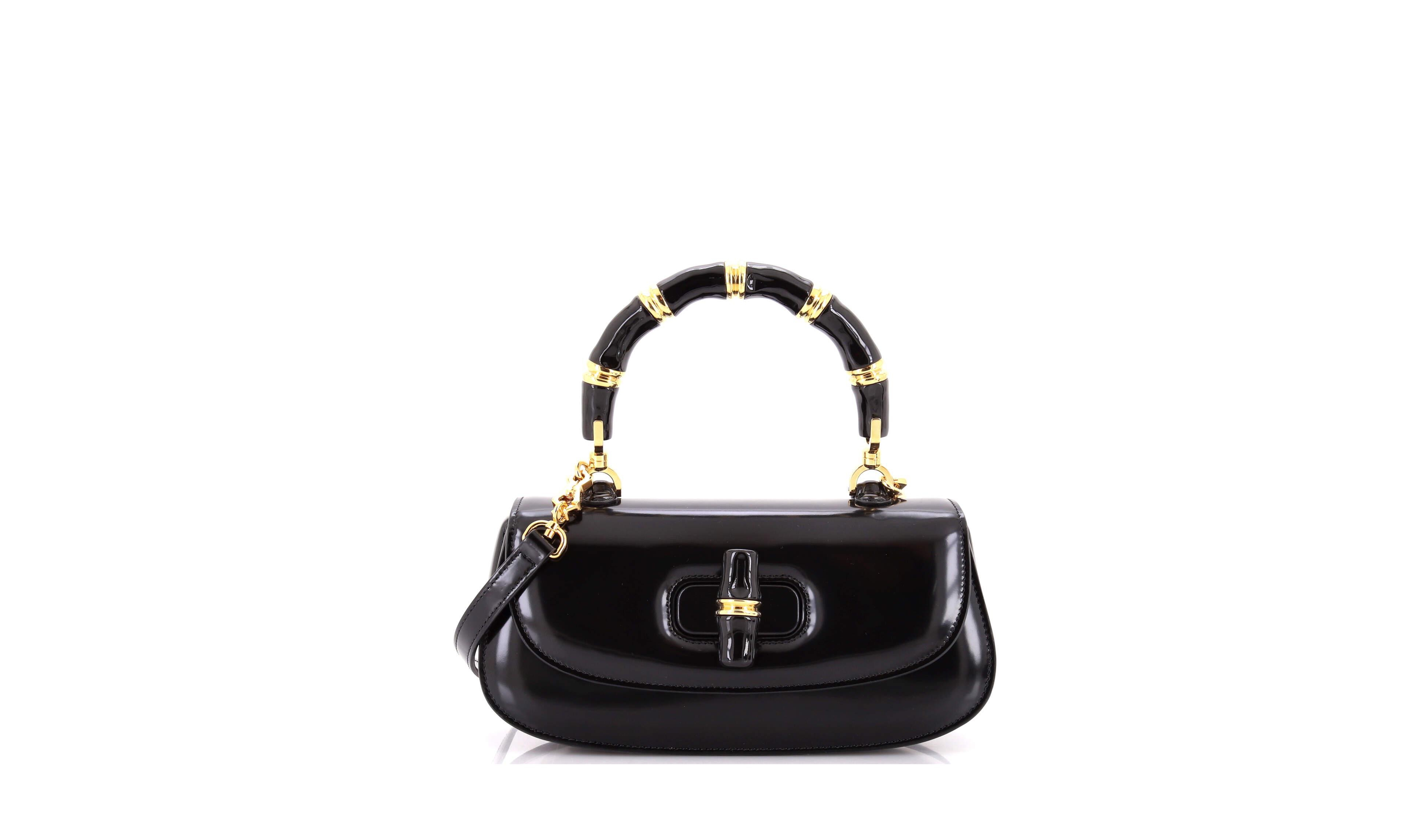 Pre-Owned Gucci Medium Bamboo Diva Top Handle Bag Polished Leather