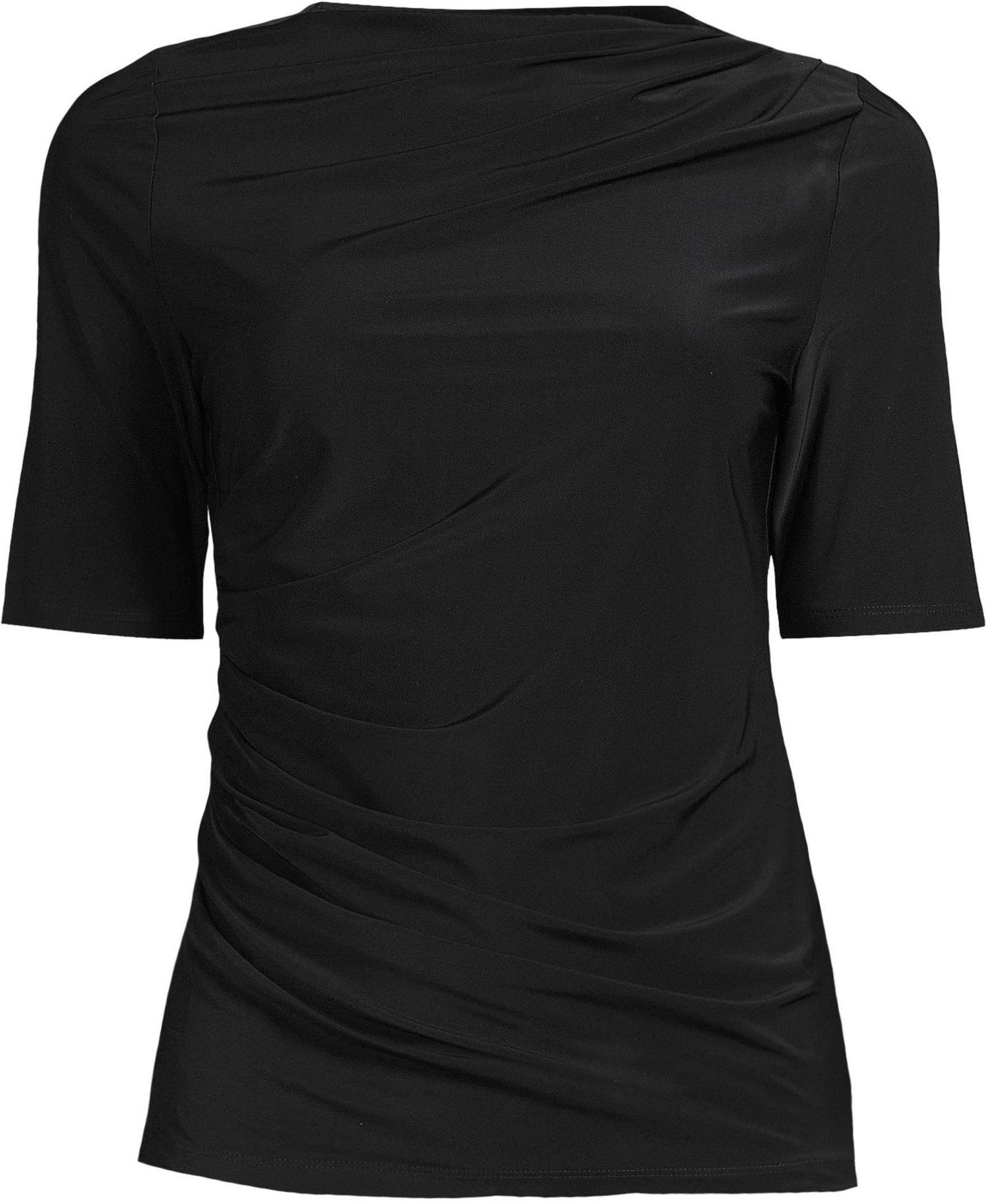 Women's Elbow-Sleeve Bateau Neckline Ruched Blouse