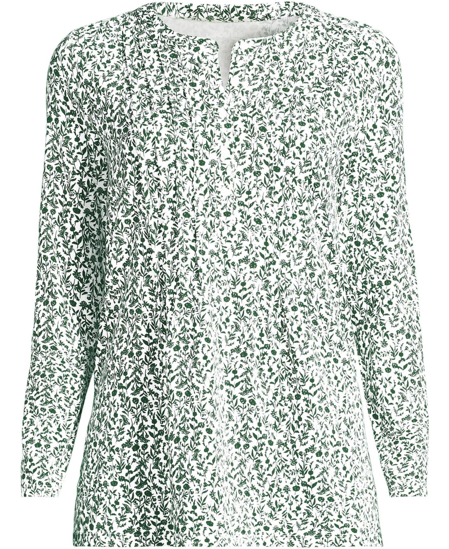 Женская блузка Lands' End Long-Sleeve Pintuck Tunic Blouse, цвет: Зелёный — фото 3
