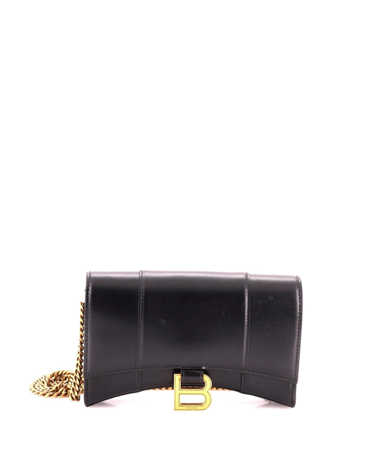 Pre-Owned Balenciaga Hourglass Chain Wallet Leather - Black